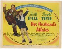 3k229 HER HUSBAND'S AFFAIRS TC '47 Lucille Ball & Franchot Tone's marriage is like a toboggan!