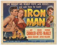 3k251 IRON MAN TC '51 sexy Evelyn Keyes bought boxer Jeff Chandler's deadly fists with kisses!