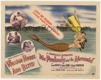 3k333 MR. PEABODY & THE MERMAID TC '48 cartoon art of William Powell & pretty mermaid Ann Blyth!