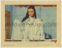 3k847 NUN'S STORY LC #1 '59 religious missionary Audrey Hepburn looking at beautiful white gown!
