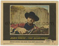 3k042 SEARCHERS LC #4 '56 best close up of John Wayne with hands on horse, John Ford classic!