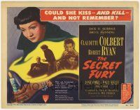 3k390 SECRET FURY TC '50 Claudette Colbert, Robert Ryan, murder mystery directed by Mel Ferrer!