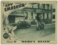 3k917 SPY SMASHER chapter 11 LC '42 great image of the Whiz Comics super hero on his motorcycle!