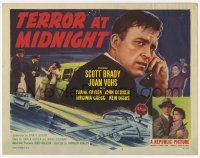 3k462 TERROR AT MIDNIGHT TC '56 Scott Brady, Joan Vohs, film noir, cool car crash art!