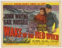 3k497 WAKE OF THE RED WITCH TC '49 great art of John Wayne & Gail Russell at ship's wheel!