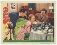 3k998 YOU GOTTA STAY HAPPY LC #5 '48 Jimmy Stewart & Eddie Albert try to wake drunk Joan Fontaine!