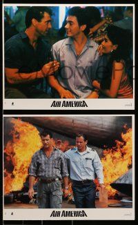 3m018 AIR AMERICA 8 8x10 mini LCs '90 Mel Gibson & Robert Downey Jr. are flying for the CIA!