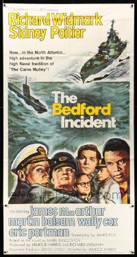 3p277 BEDFORD INCIDENT 3sh '65 Richard Widmark, Sidney Poitier, cool cast, ship & submarine art!