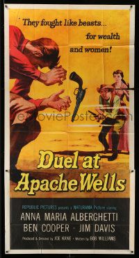 3p310 DUEL AT APACHE WELLS 3sh '57 they fought like beasts for wealth & women, gun duel art!