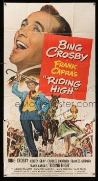 3p423 RIDING HIGH 3sh '50 Chiriacka art of Bing Crosby in parade on race track, Frank Capra!
