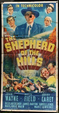 3p436 SHEPHERD OF THE HILLS style A 3sh '41 John Wayne, Betty Field, from Harold Bell Wright novel!