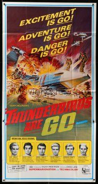 3p460 THUNDERBIRDS ARE GO 3sh '67 marionette puppets, really cool sci-fi action artwork!