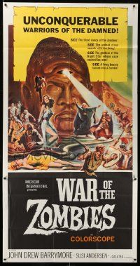 3p479 WAR OF THE ZOMBIES 3sh '65 John Barrymore vs warriors of the damned, Reynold Brown art!