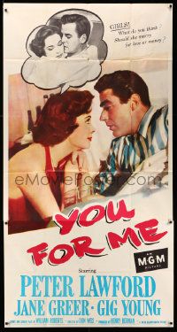 3p489 YOU FOR ME 3sh '52 should pretty Jane Greer marry Peter Lawford or Gig Young, money or love?