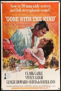 3p004 GONE WITH THE WIND 40x60 R67 romantic art of Clark Gable & Vivien Leigh by Howard Terpning!