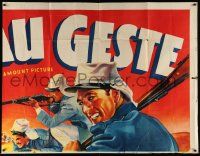 3p063 BEAU GESTE INCOMPLETE 6sh '39 great stone litho art of Gary Cooper holding rifle!