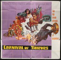 3p072 CAPER OF THE GOLDEN BULLS int'l 6sh '67 Frank McCarthy montage art, Carnival of Thieves!