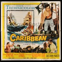 3p073 CARIBBEAN 6sh '52 great images of barechested John Payne & sexy Arlene Dahl on pirate ship!