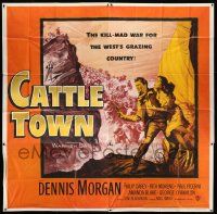 3p074 CATTLE TOWN 6sh '52 art of Dennis Morgan in the kill-mad war for the West's grazing country!
