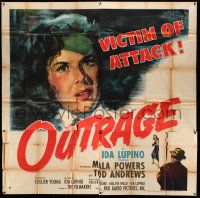3p148 OUTRAGE 6sh '50 directed by Ida Lupino, art of Mala Powers, who is a victim of attack!