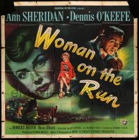 3p202 WOMAN ON THE RUN 6sh '50 cool film noir artwork of Ann Sheridan & smoking Dennis O'Keefe!