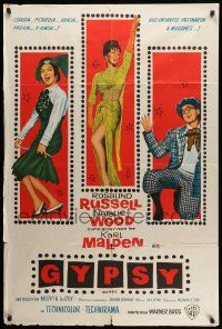 3p895 GYPSY Argentinean '62 artwork of Rosalind Russell, sexiest Natalie Wood & Karl Malden!