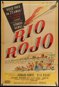 3p947 RED RIVER Argentinean '48 art of John Wayne, Montgomery Clift & co-stars, Howard Hawks