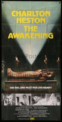 3p025 AWAKENING English 3sh '80 Charlton Heston, completely different image of sarcophagus!