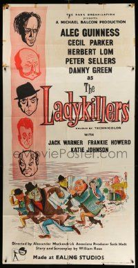 3p032 LADYKILLERS English 3sh '55 cool art of Alec Guinness & gangsters, English classic, rare!
