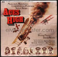 3p046 ACES HIGH English 6sh '76 Malcolm McDowell, really cool WWI airplane dogfight art!