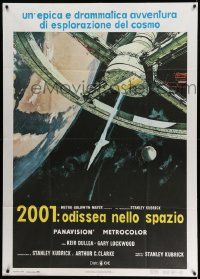 3p496 2001: A SPACE ODYSSEY Italian 1p R70s Stanley Kubrick, Bob McCall art of space wheel!