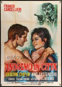 3p510 ANDREMO IN CITTA Italian 1p '66 art of Geraldine Chaplin & her lover by Ezio Tarantelli!
