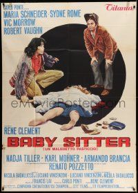 3p518 BABY SITTER Italian 1p '75 Rene Clement, Sciotti art of woman who was mugged & murdered!