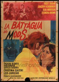 3p524 BATTLE OF THE MODS Italian 1p '66 art of Ricky Shane w/guitar & guys on motorcycles!