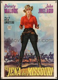 3p552 BUSHWHACKERS Italian 1p R60 full-length Ciriello art of sexy cowgirl Dorothy Malone w/ guns!