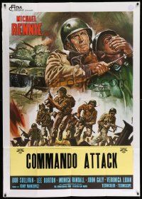 3p563 COMMANDO ATTACK Italian 1p '68 Casaro artwork of Michael Rennie in World War II!