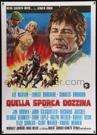 3p589 DIRTY DOZEN Italian 1p R70s different Ciriello art of Charles Bronson, Robert Aldrich!