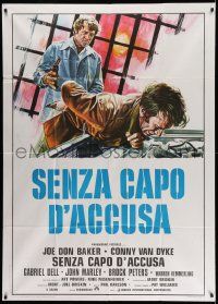 3p614 FRAMED Italian 1p '75 different art of Joe Don Baker with gun beating up guy!