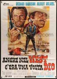 3p628 GOD WAS IN THE WEST TOO AT ONE TIME Italian 1p '68 Gilbert Roland, spaghetti western art!
