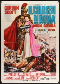 3p646 HERO OF ROME Italian 1p '64 Casaro art of Roman Gordon Scott & Pallotta on battlefield!