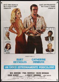 3p654 HUSTLE Italian 1p '76 Robert Aldrich, art of Burt Reynolds & sexy Catherine Deneuve!