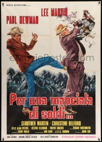 3p741 POCKET MONEY Italian 1p '72 great different Ciriello art of Paul Newman & Lee Marvin!