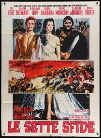 3p768 SEVEN REVENGES Italian 1p '61 Le Sette Sfide, art of barechested Ed Fury & cast by Longi!