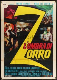 3p775 SHADOW OF ZORRO Italian 1p '62 different art of masked hero Frank Latimore by De Seta!