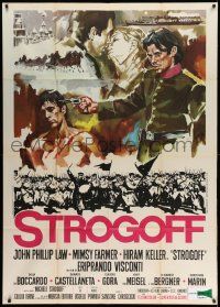 3p793 STROGOFF Italian 1p '70 art of John Phillip Law with a gun held to his head by Sandro Symeoni!
