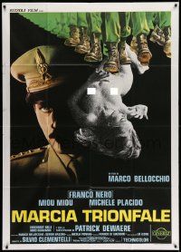 3p818 VICTORY MARCH Italian 1p '76 art of Franco Nero & soldiers marching over naked woman!