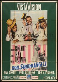 3p826 WE'RE NO ANGELS Italian 1p '55 Humphrey Bogart, Aldo Ray & Peter Ustinov tipping their hats!