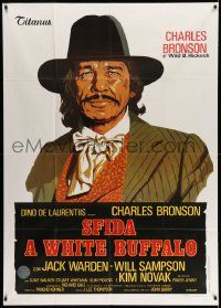 3p827 WHITE BUFFALO style B Italian 1p '77 different art of Charles Bronson as Wild Bill Hickok!
