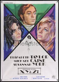 3p834 X Y & ZEE Italian 1p '71 different art of Elizabeth Taylor, Michael Caine & Susannah York!