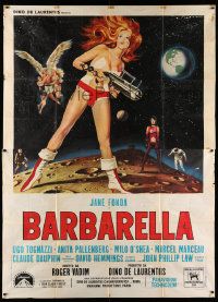 3p216 BARBARELLA Italian 2p '68 sexiest sci-fi art of Jane Fonda by Mos, Roger Vadim